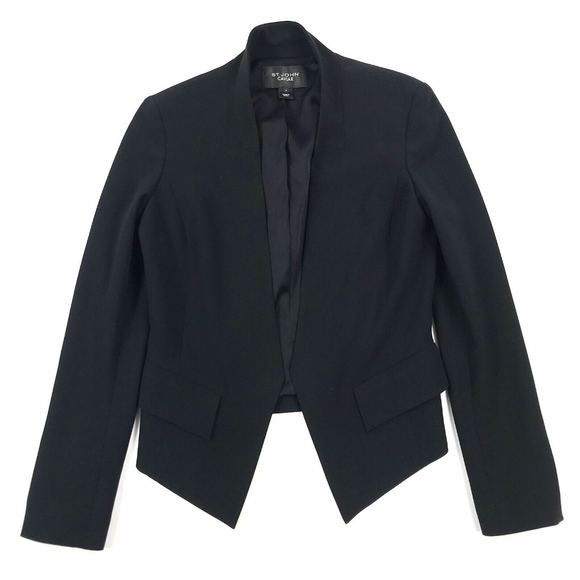 St. John Jackets & Blazers - St. John Caviar Silk Lined Blazer Jacket Sz 4